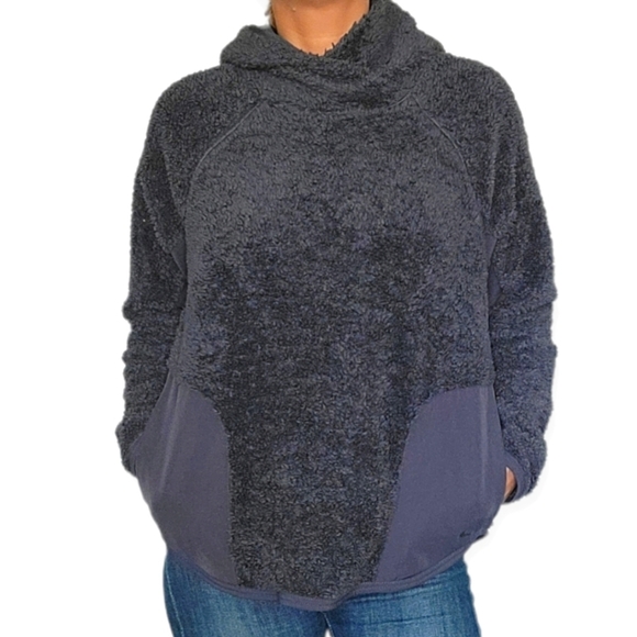 Nike Pullover Faux Fur Hoodie Side Pockets Medium Purple - Picture 7 of 7